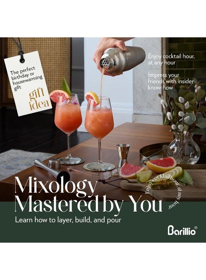 Barillio Mixology Bartender Kit - 8-Pc Stainless-Steel Travel Cocktail Shaker Set with Bag - Bar Tools Set w/Martini Shaker, Drink Mixer Spoon & Mojito Muddler for Cocktails - Bar & Bartending Kit - Image 3